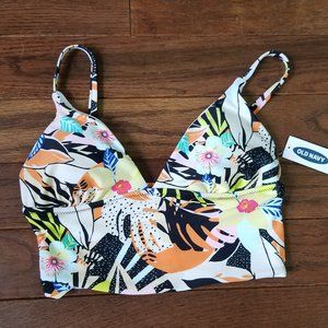 XS Cropped Bikini Top Floral Old Navy Padded Lined Adjustable NWT